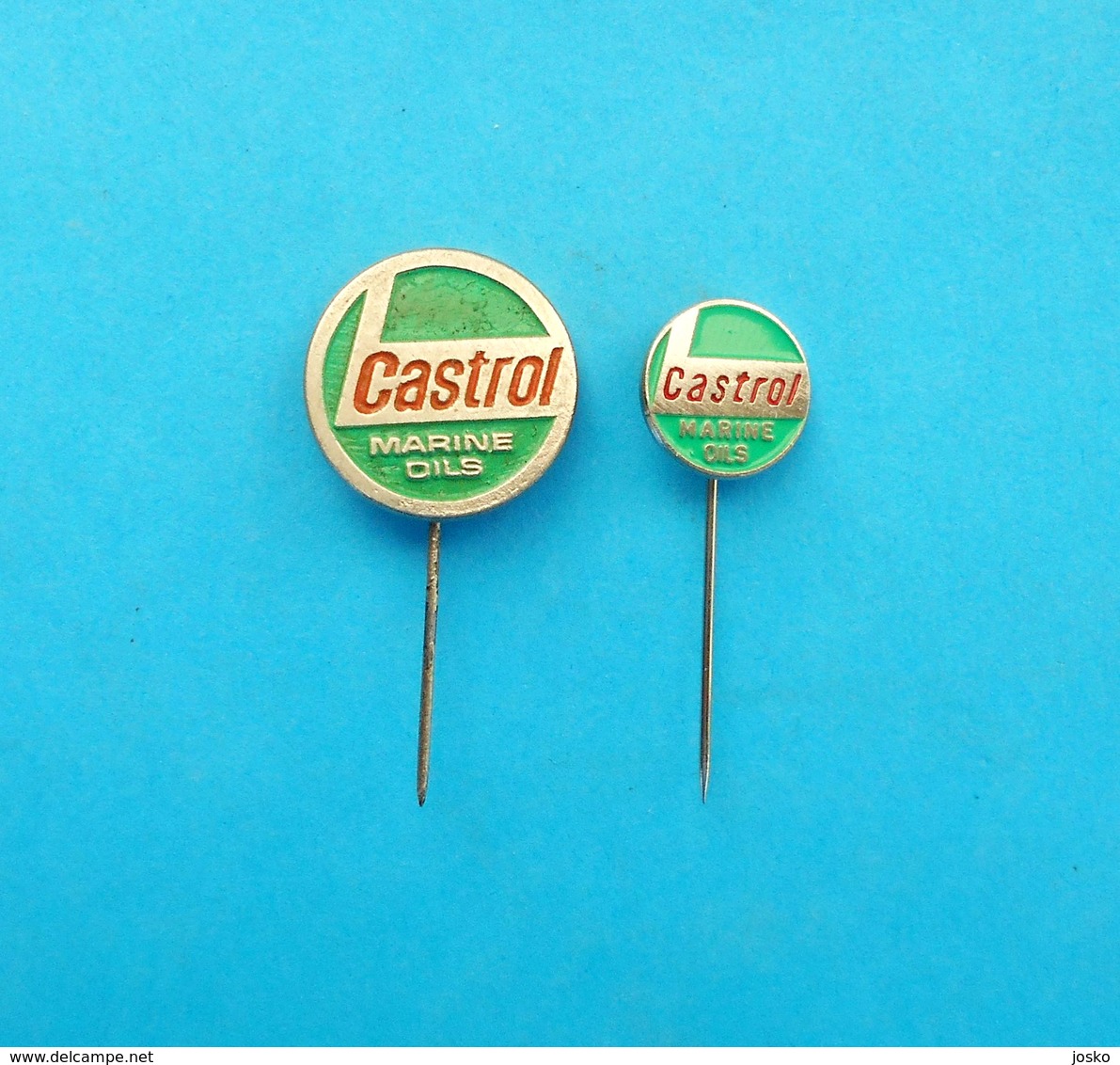 CASTROL - Marine Oils ... Lot Of 2. Vintage Pins * Oil Pin Badge Fuel Carburant Essence Petrol Industry Petrole - Fuels