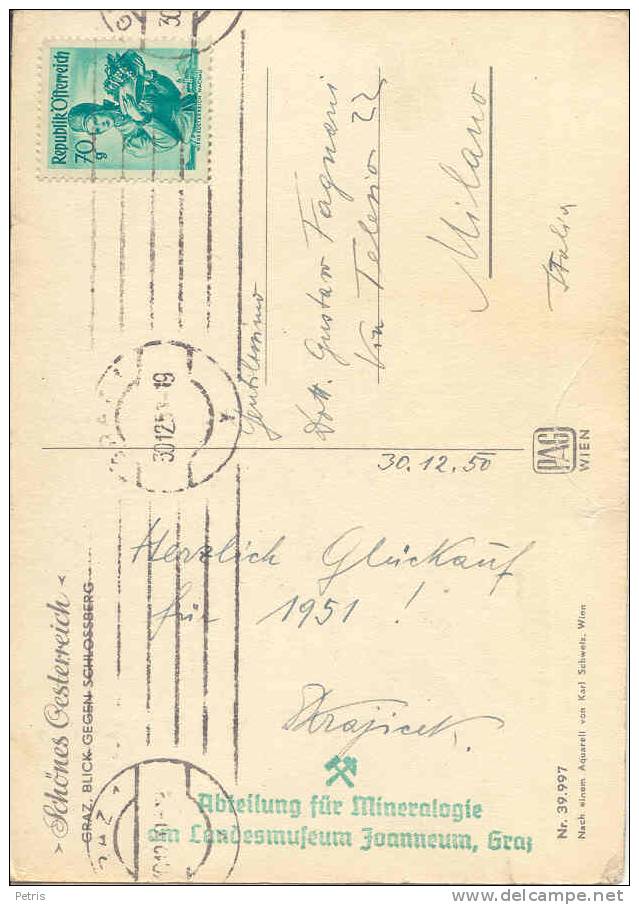 Austria Minerals  Postacard With  Stamp Of Minerlogic Association - Lot. A291 - Minéraux