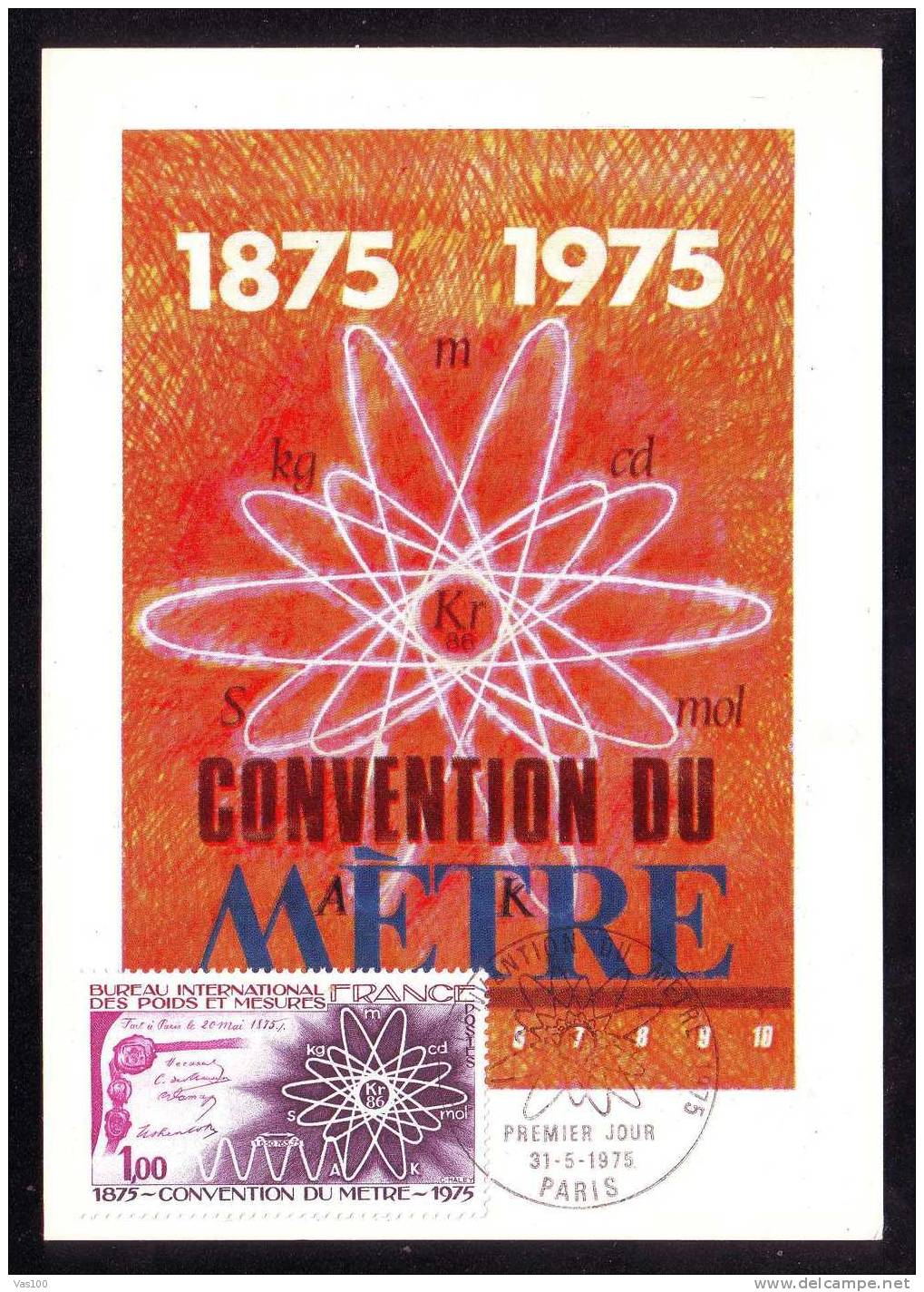 Centenaire De La Convention Du Metre 1975 FDC Cancell Maximum Card  - France. - Computers