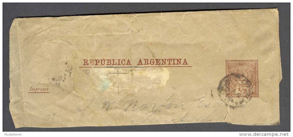 Argentina Postal Stationery Ganzsache Entier Newspaper Wrapper Correos Telegrafos To Santiago? - Entiers Postaux