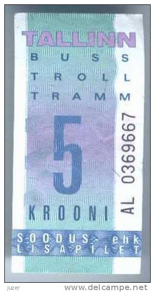 Estonia, Tallinn: One-way Tram,Trolleybus,Bus Ticket 9 - Europa