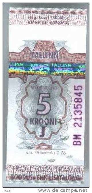 Estonia, Tallinn: One-way Tram,Trolleybus,Bus Ticket 12 - Europe