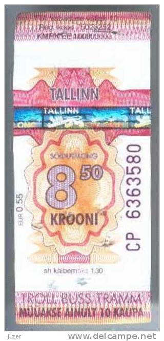 Estonia, Tallinn: One-way Tram,Trolleybus,Bus Ticket 15 - Europa