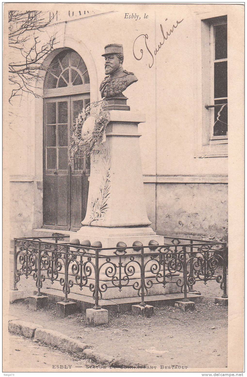Cpa Du 77 - Esbly - Statue Du Commandant Berthaud Vers 1900 - Esbly