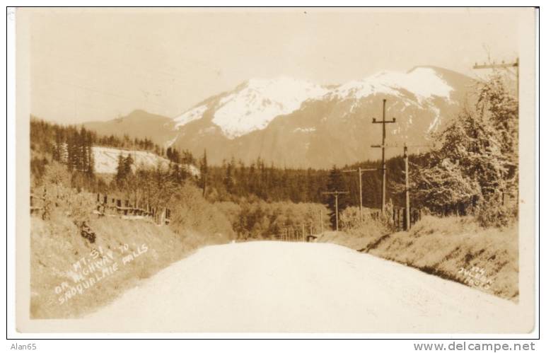 Mt. Si Highway To Snoqualmie Falls On C1920s/30s Vintage Juleen Real Photo Postcard, Cascade Mountain Range - Sonstige & Ohne Zuordnung