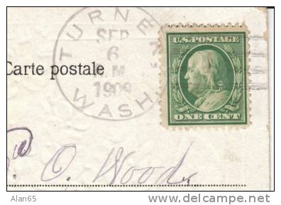 Turner WA Columbia County DPO-2 Cancel Postmark On C1909 Vintage Postcard - Other & Unclassified