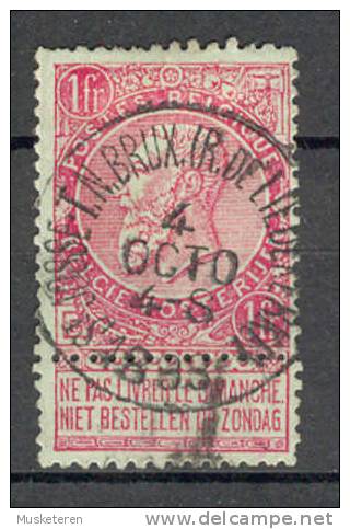 Belgium 1893 Mi. 58  1 Fr. King Leopold II. Deluxe St. Josse T.N. Brux. (R. De Liedekerke) 1899 Cancel - 1893-1900 Schmaler Bart