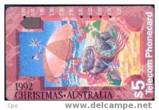 # AUSTRALIA 45 Christmas 1992 - Wombat At The Beach 5 Anritsu  -animal- Tres Bon Etat - Australien