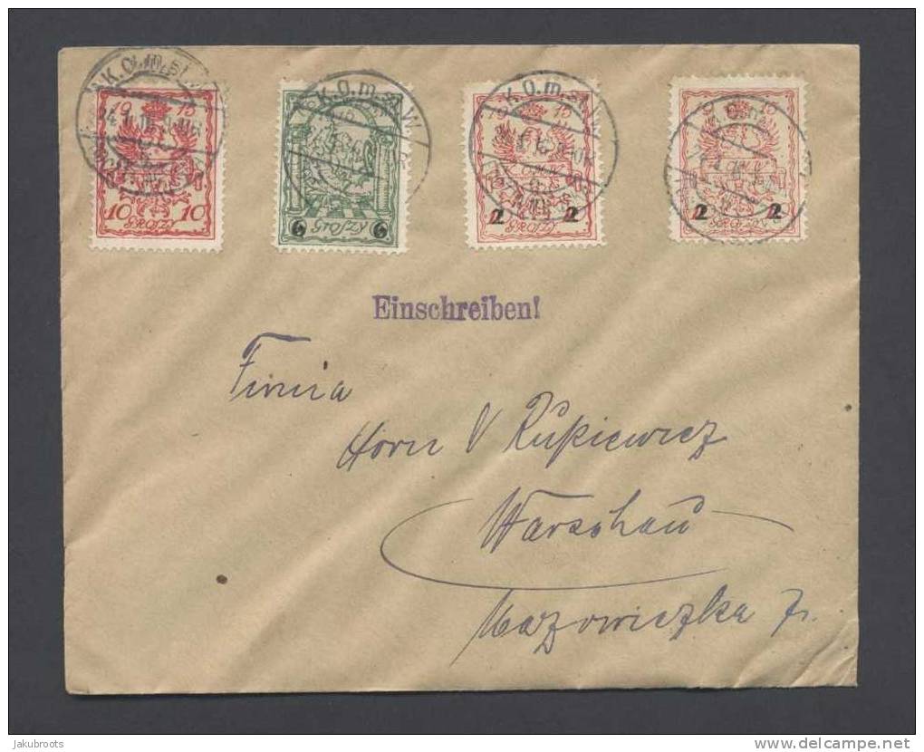 POLAND,  ON COVER   MULTIPLE   FRANKING  WARSAW  LOCAL CITY POST 1915. - Briefe U. Dokumente