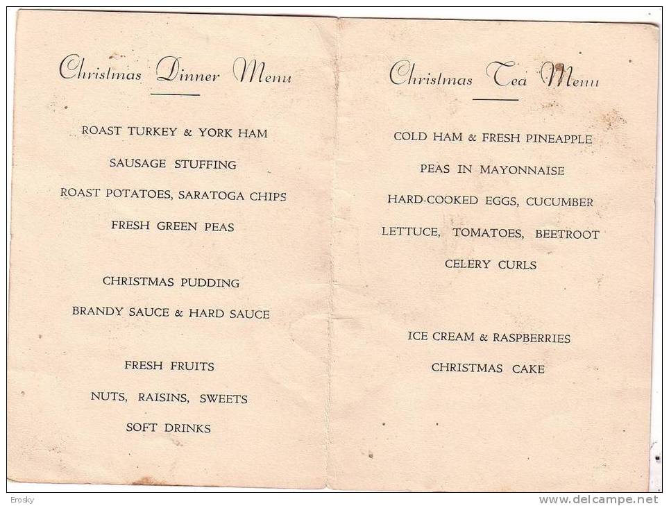 PGL  1012 - CHRISTMAS MENU ALFRED HOSPITAL MELBOURNE 1951 - Menus