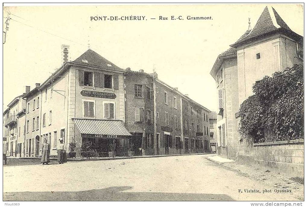 RARE CARTE POSTALE  PONT DE CHERUY  ISERE   RUE GRAMMONT - Pont-de-Chéruy
