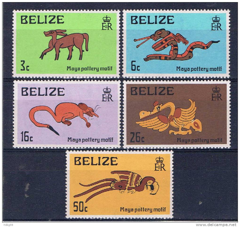 BH+ Belize 1974 Mi 325-29** Maya-Schriftzeichen - Belize (1973-...)