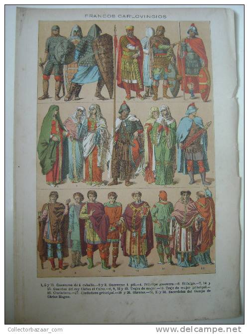 PRINT COLOUR LITHOGRAPHY FRANCS CHURCH DIGNITARIES CITIZEN WARRIORS - Prints & Engravings