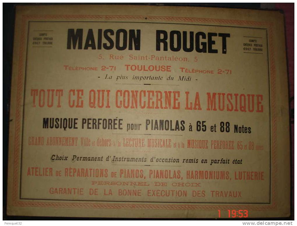 Porte Document,Maison ROUGET,TOULOUSE,Tout Ce Qui Concerne La Musique.Dim 610x380 - Altri Oggetti