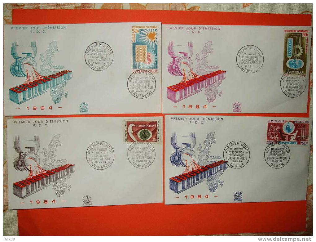1964/65 - Série Complète Anniversaire Europafrique. 12 Enveloppes(14 Valeurs) 1er Jour.  Superbe - Autres & Non Classés