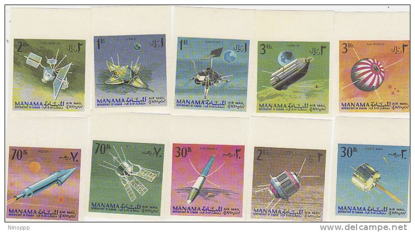 Manama-Apollo Mission Imperforated Set MNH - Asia