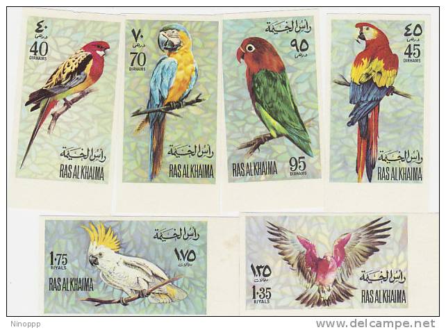 Ras Al Khaima-Birds Imperforated Set MNH, Few Toned Spots - Other & Unclassified