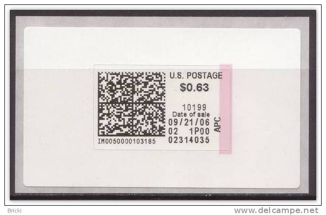 USA - Automated Postal Center - Wert Zu 0,63 USD ! - Automaatzegels [ATM]
