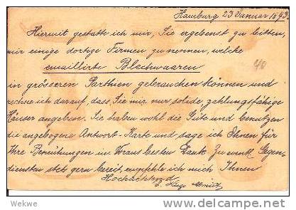 Qld006 / AUSTRALIEN, QUEENSLAND,  Hamburg-Brisbane-Melbourne 1893.  Mit Stempel "Not  Known Letter Carriers - Cartas & Documentos