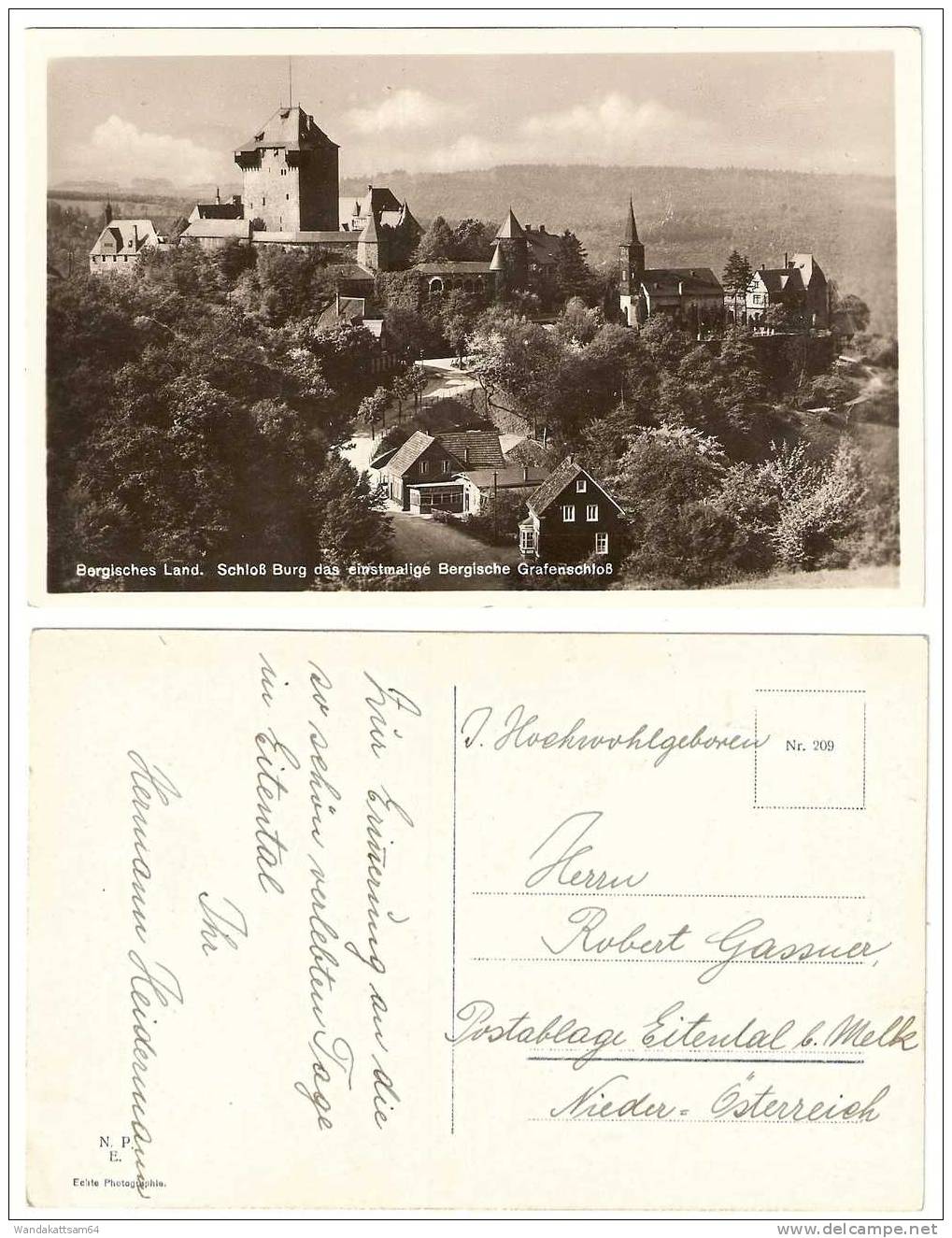 AK Bergisch Land. Schloß Burg Das Einmalige Bergische Grafenschloß Als Postablage Eitental Bei Melk Nieder-Österreich - Solingen