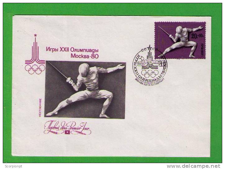 Sports Fencing Épée Escrime Olympic Games MOSCOW-80 FDC Olympiques  Sp868 - Escrime