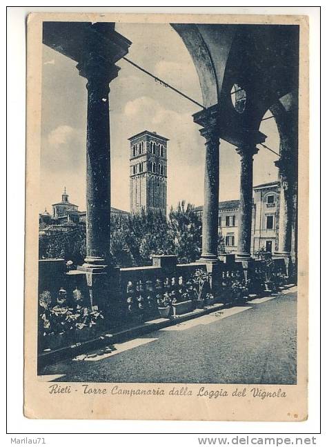 Lazio RIETI Torre Campanaria Loggia 1941 Viaggiata- Formato  Grande - Rieti
