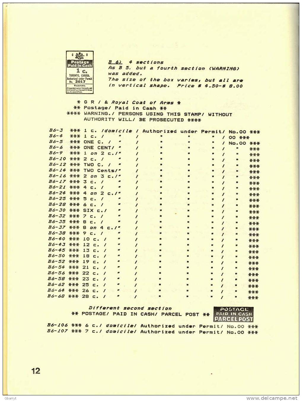 The Canadian Permit Postage Stamps Specialized Catalogue Second Printing 1987 - Canada