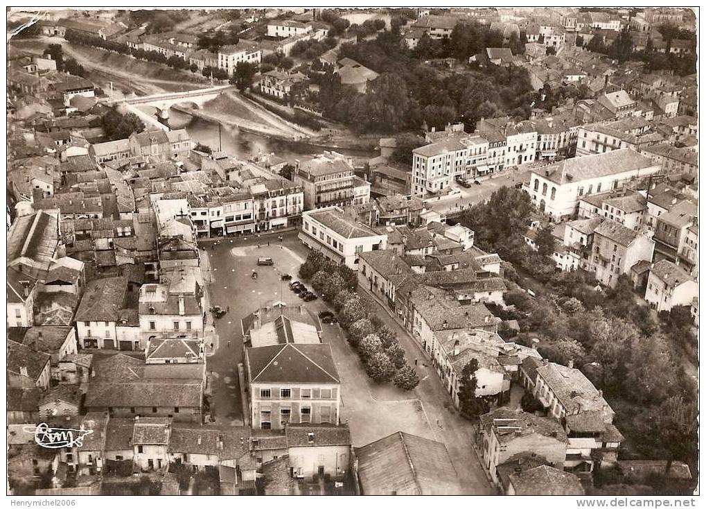 Vue Aérienne De Mot De Marsan Place De La Mairie Et Le Pont, Ed Combier - Mont De Marsan