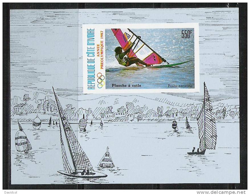 R129.-.IVORY COAST- DE LUXE IMPERFORATE  SHEET. OLYMPICS GAMES SEUL`88.-  550 FRS. - Estate 1988: Seul