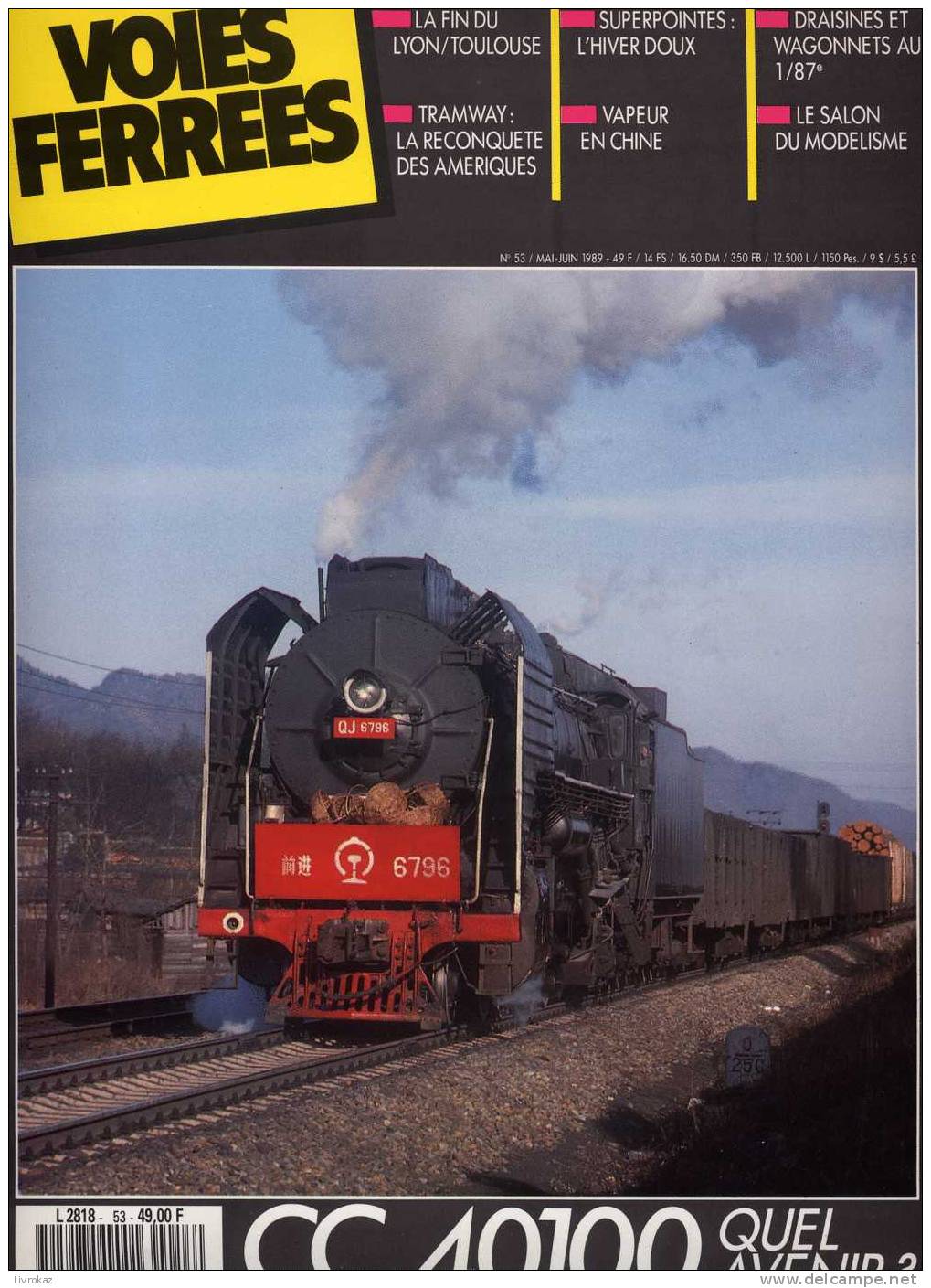 VOIES FERRÉES N°53 (1989) : SNCF, Trains, CC 40100, Tramway, Vapeur En Chine, Draisines Et Wagonnets... - Trains