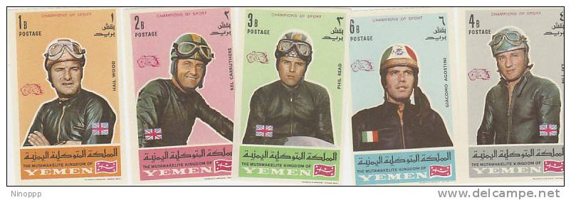 Yemen-Champions Of Sport Motorcycle Imperforated Set MNH - Motorbikes