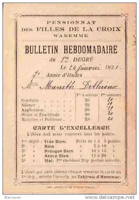 WAREMME PENSIONNAT DES FiLLES DE LA CROIX / Carte Correspondance Cachet Postal 1921 - Borgworm