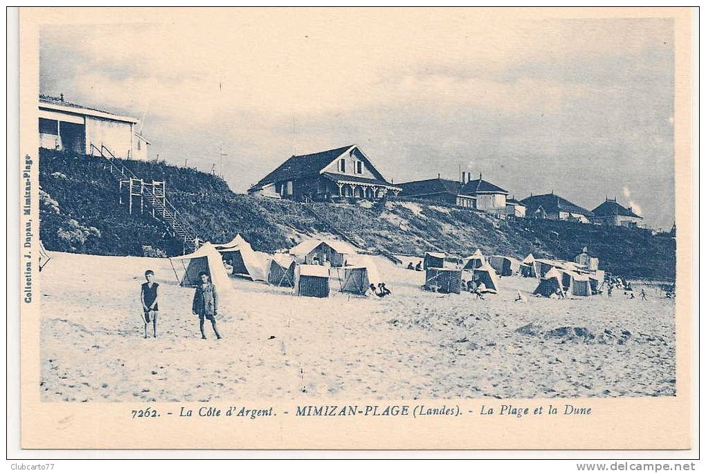 Mimizan-Plage (40) : Villas En Bord De Plage Et Plage Environ  1930 (animé). - Mimizan Plage