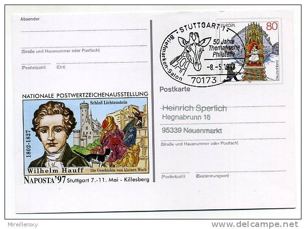 ENTIER POSTAL  STATIONERY  ALLEMAGNE GIRAFE CHAT WILHELM HAUFF - Girafes