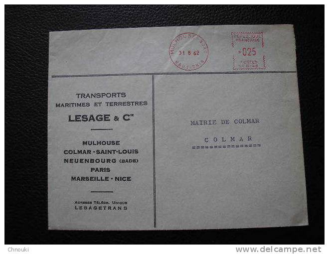 Lettre à En-tête De Mulhouse - Empreinte De Machine à Affranchir 1962 - Freistempel