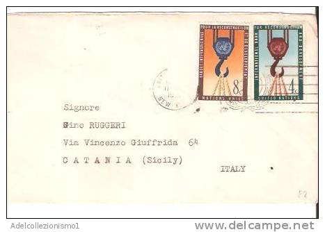 27824)lettera United Nations Con 8c+4c Da N.Y. A Catania Il 11-4-1961 - Brieven En Documenten