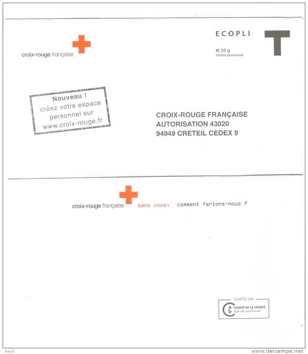 France , Réponse T , Croix Rouge  Ecopli . - Cartes/Enveloppes Réponse T