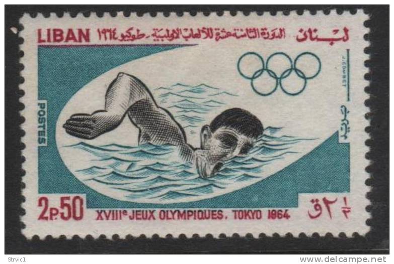 Lebanon, Scott # 431 Mint Hinged Swimmer, Olympics, 1965 - Lebanon