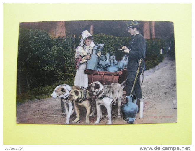 Hunde, Bäuerin, Polizist, Laitiere  Flamande ..Feldpost    1915 - Fattorie