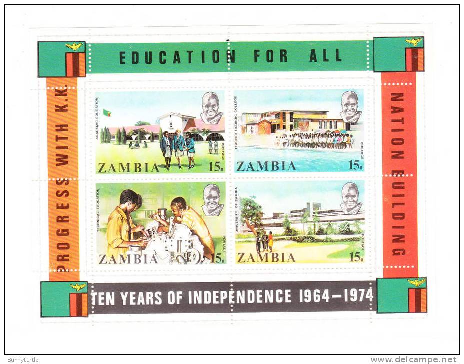 Zambia 1974 10th Anniversary Of Independence University Education S/S MNH - Zambie (1965-...)