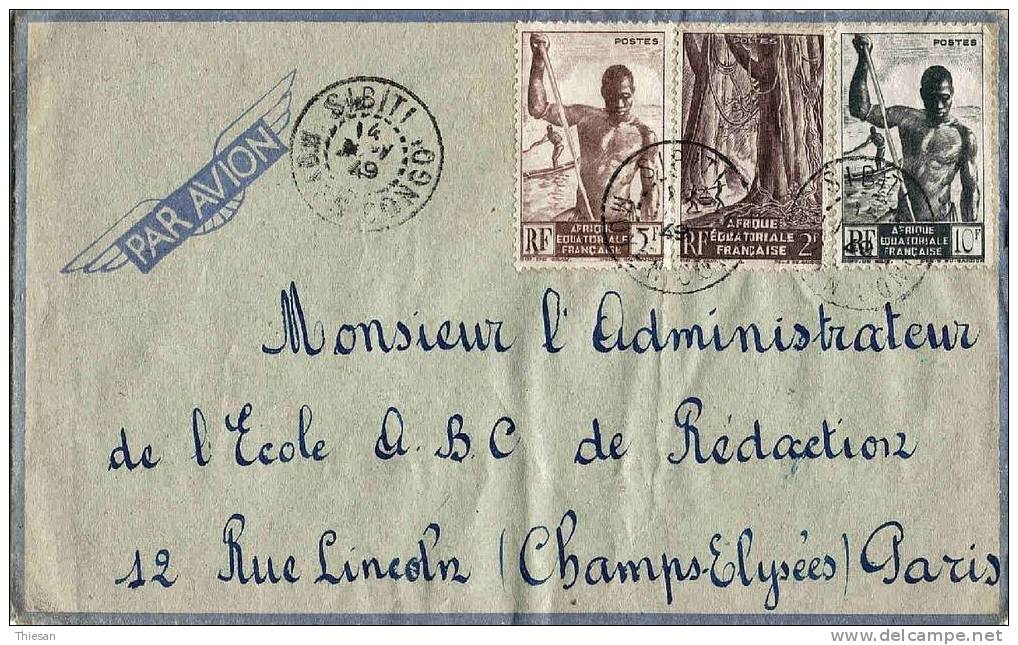 Congo. Lettre Avion Sibiti 14 11 49. - Cartas & Documentos