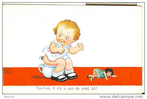 ILLUSTRATEURS-ref 363-illustrateur  John Wills - Abeille Enfant Et Pot De Chambre -poupée-il N Y A Pas De Miel Ici - Wills, John