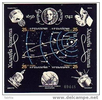 BULGARIA / BULGARIE - 1986 - Commete Halley - Bl.non Dent.** - Astronomie