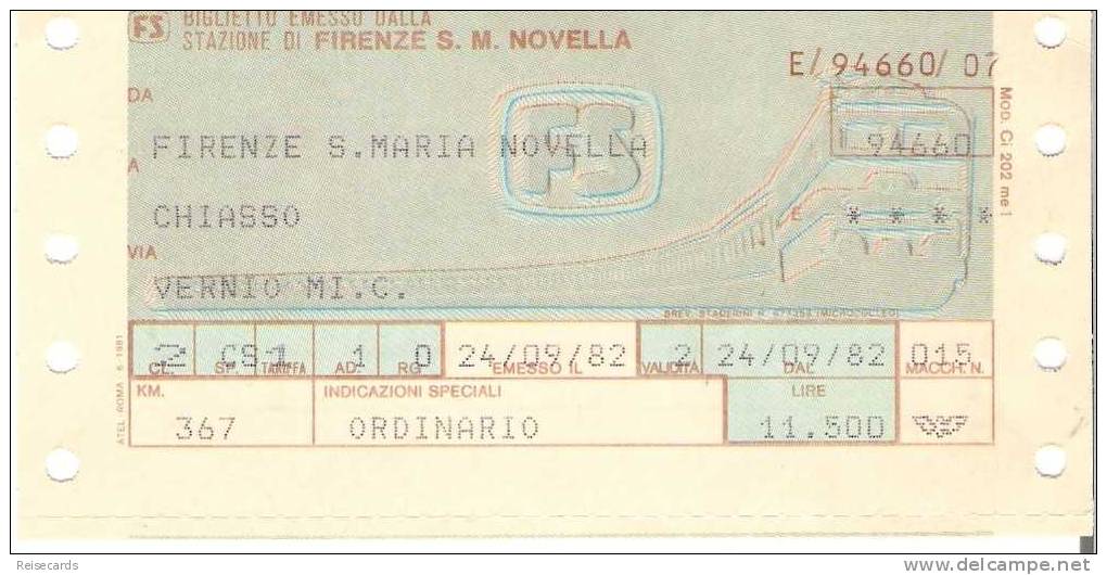 Italien-Schweiz: Firenze S.Maria Novella - Chiasso - Europa