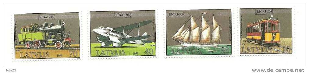 LATVIA - Tramways.train,airplane,sailing Ship 1999 Y -   MNH - Tramways