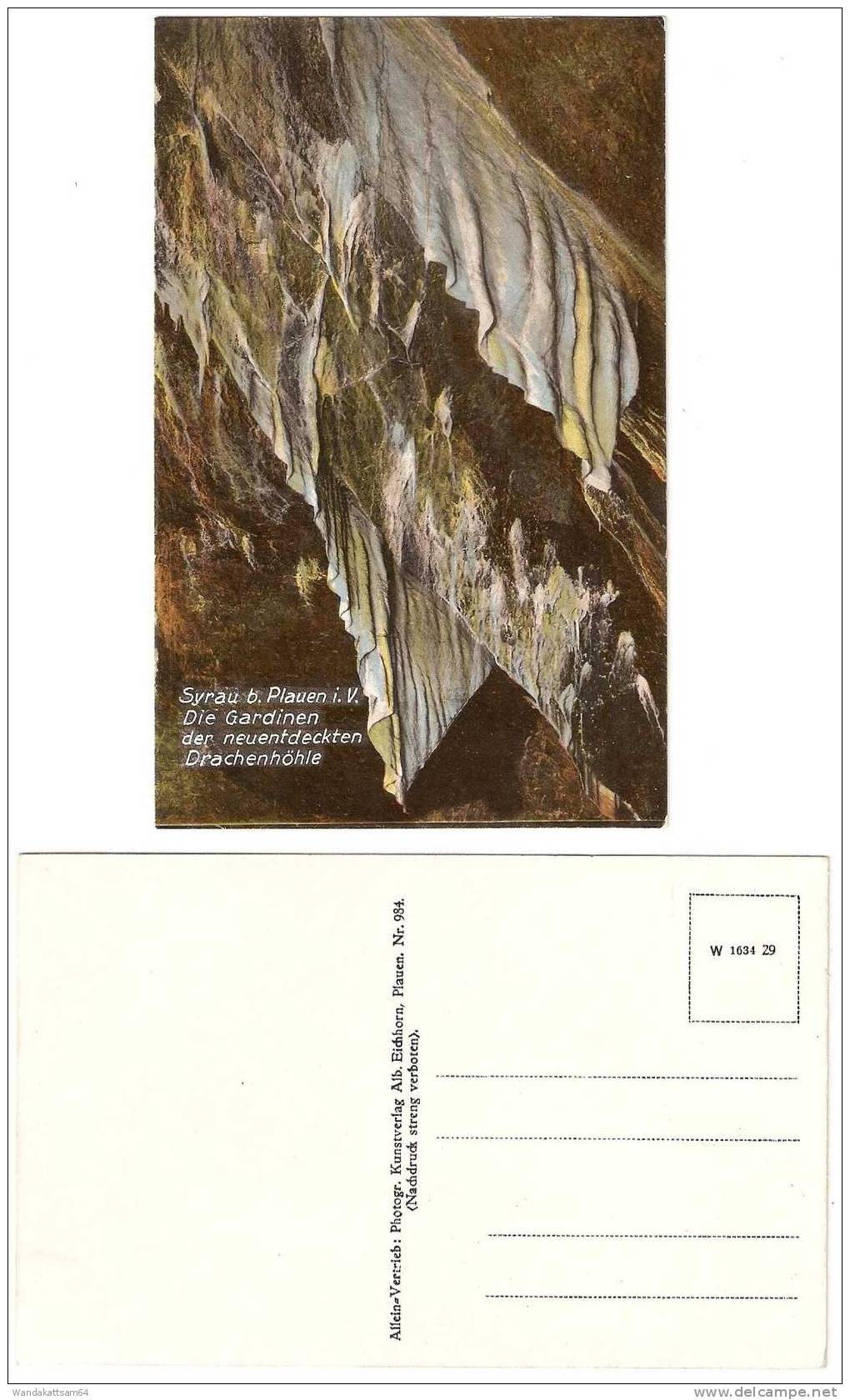 AK Syrau B. Plauen I. V. Die Gardinen Der Neuentdeckten Drachenhöhle Alb. Eichhorn Nr. 984 W 1634 29 - Syrau (Vogtland)