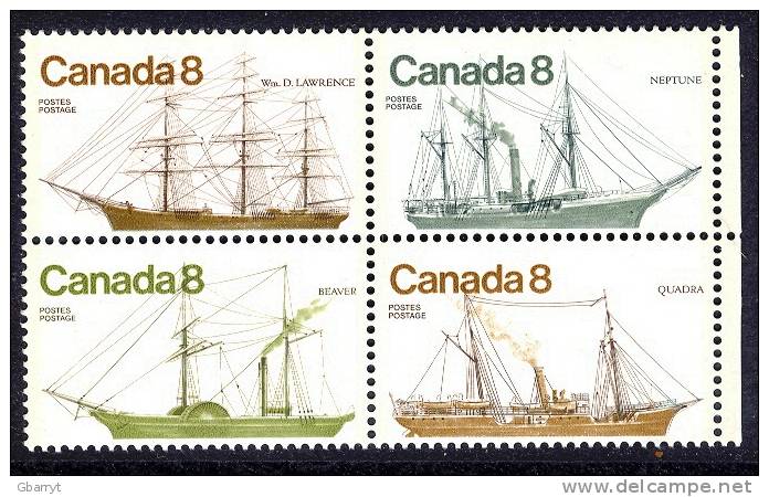 Canada Scott #  673a MNH VFships Se-tenant Block Of 4 - Neufs