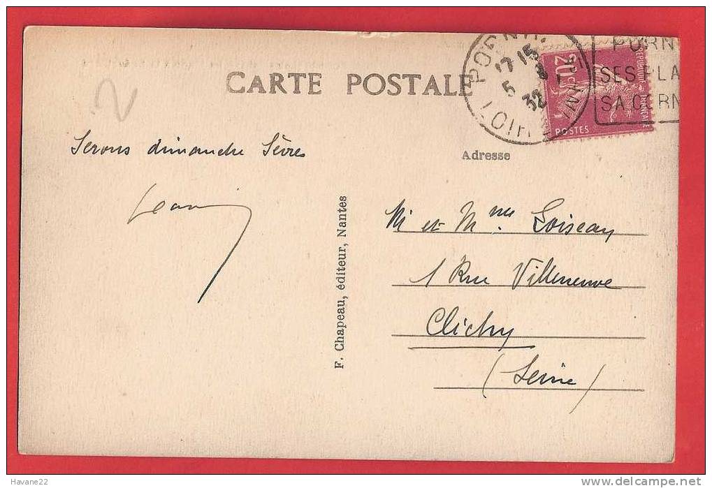 D118 44 PORNIC LA PLAGE A LA NOEVEILLARD ANIMEE 1932 CACHET TIMBRE 2 Scans - Pornic