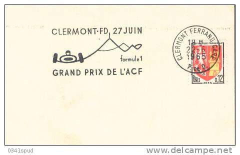 1965   France  63 Clermont Fd   Course Auto Corsa Auto Racing  Sur Lettre - Automovilismo