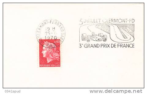 1970   France  63 Clermont Fd   Course Auto Corsa Auto Racing  Sur Lettre - Automovilismo